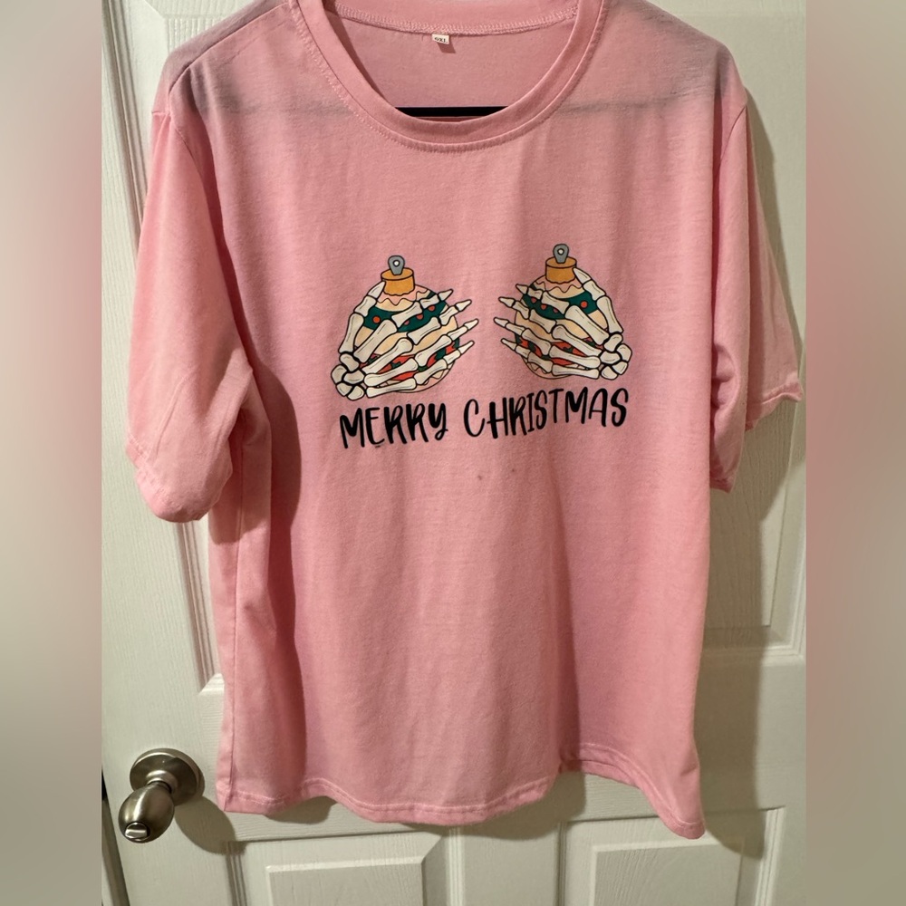 Pink Merry Christmas Womans Shirt